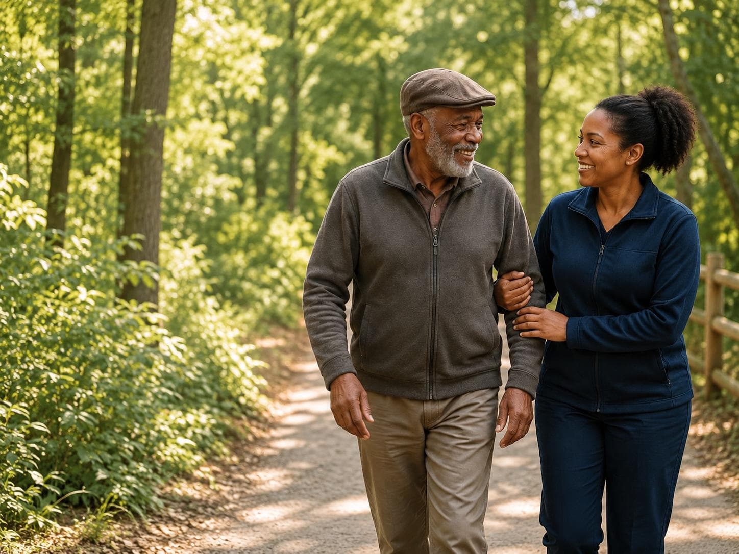 Independent live-in carer supporting an older person with everyday life at home