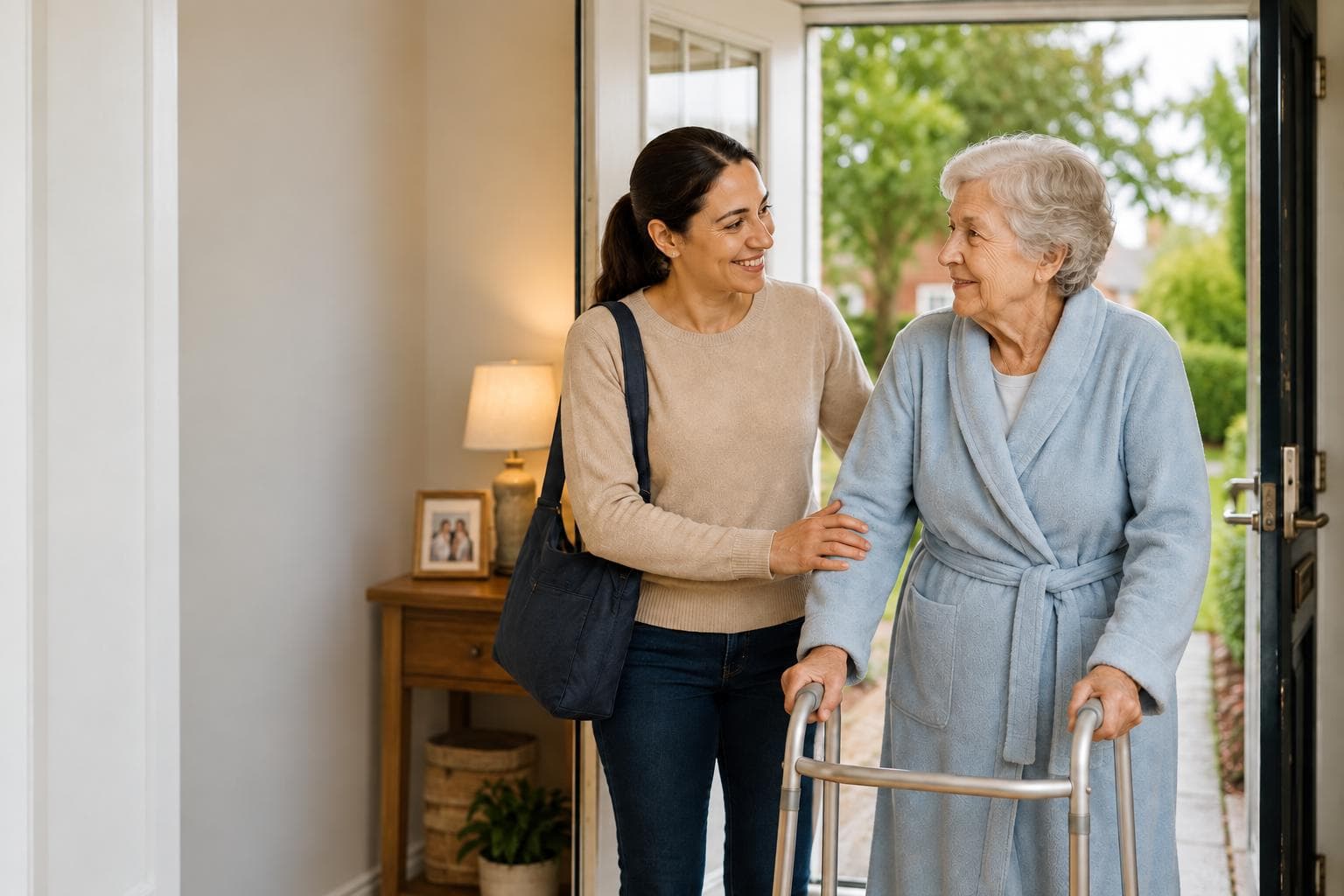 Adult with a physical disability receiving support from a live-in carer at home